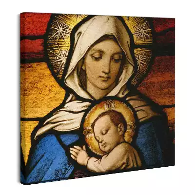 Obraz na płótnie Witraż Maryja z dzieciątkiem Jezus
