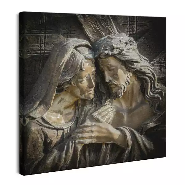 Obraz na płótnie Posąg z brązu Jezusa Chrystusa i Dziewicy Maryi