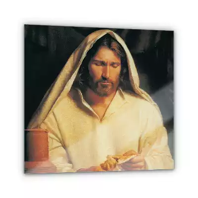 Obraz na szkle Jezus łamiacy chleb