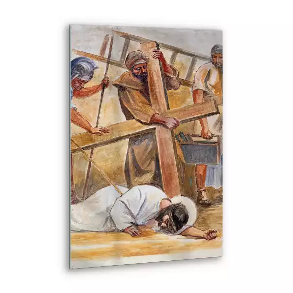 Obraz szklany Jezus Upada Pod Krzyżem Droga