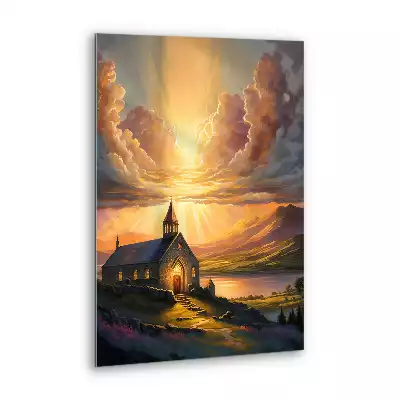 Obraz szklany Kościół zachód słońca