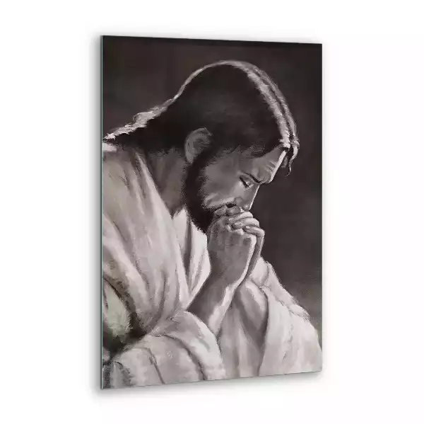 Obraz szklany Jezus Modlitwa czarno biały