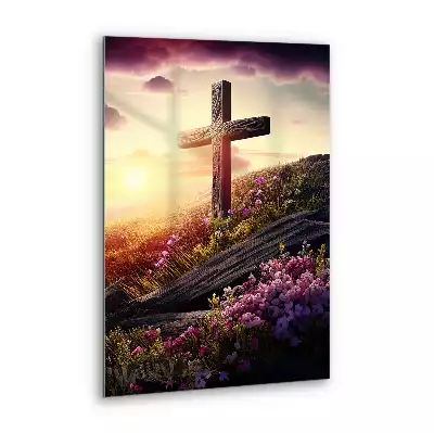 Obraz szklany Krzyż na wzgórzu religijny