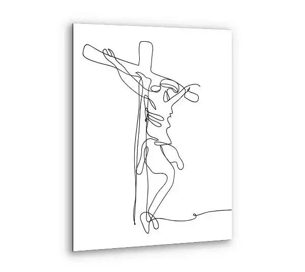 Obraz szklany Jezus na Krzyżu Line Art