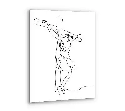 Obraz szklany Jezus na Krzyżu Line Art