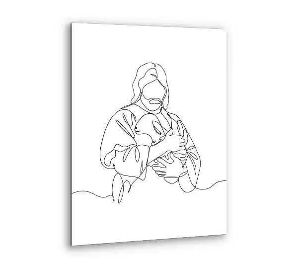 Obraz szklany Jezus Dobry Pasterz Line Art