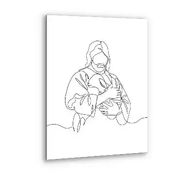 Obraz szklany Jezus Dobry Pasterz Line Art