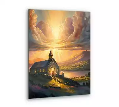 Obraz szklany Kościół zachód słońca