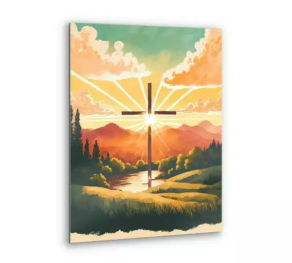 Obraz szklany Krzyż artwork Malowany