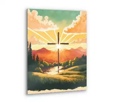 Obraz szklany Krzyż artwork Malowany