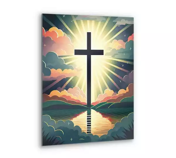 Obraz szklany Krzyż Światłość Religijny