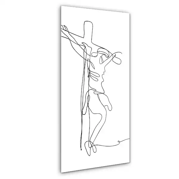 Obraz szklany Jezus na Krzyżu Line Art