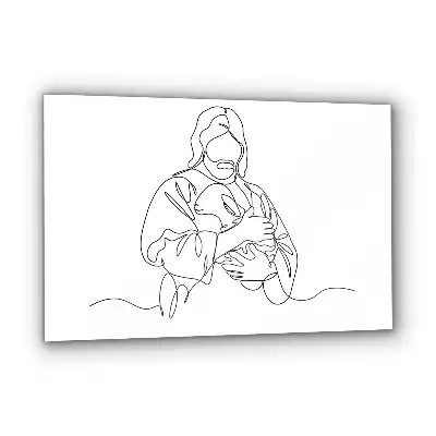 Obraz na szkle Jezus Dobry Pasterz Line Art