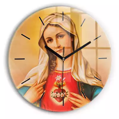 Zegar szklany okrągły Święta Maryja Matka Boża