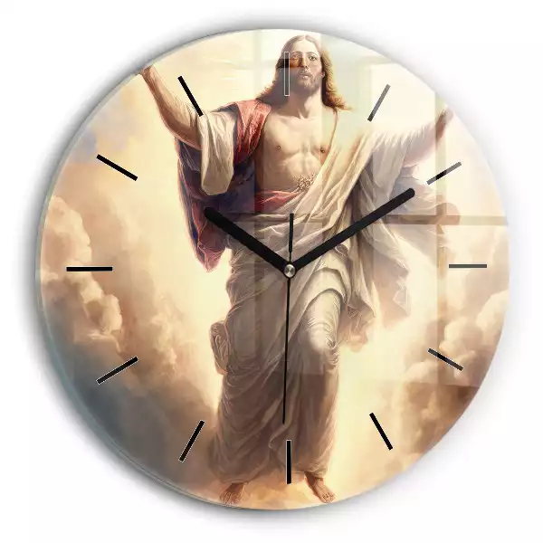 Zegar szklany okrągły Jezus Wniebowstąpienie