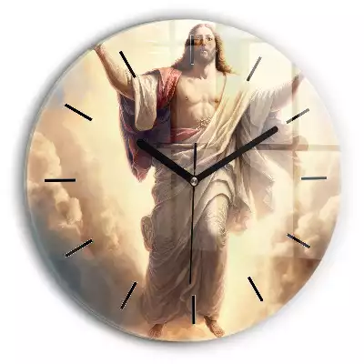 Zegar szklany okrągły Jezus Wniebowstąpienie
