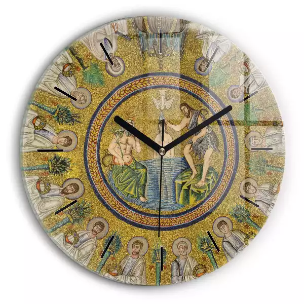 Zegar szklany okrągły Chrzest Święty Jezusa