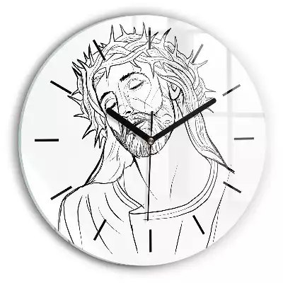 Zegar szklany okrągły Rysunek Jezus Chrystus