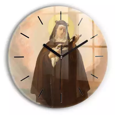 Zegar szklany okrągły Święta Rita z Cascii