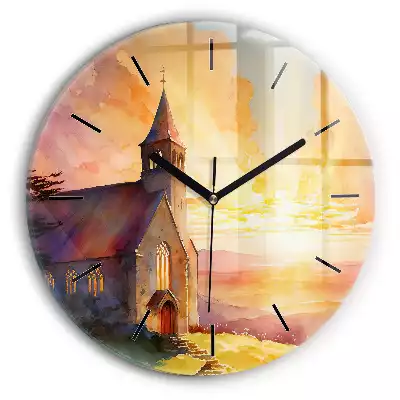 Zegar szklany okrągły Pejzaż ilustracja kościół