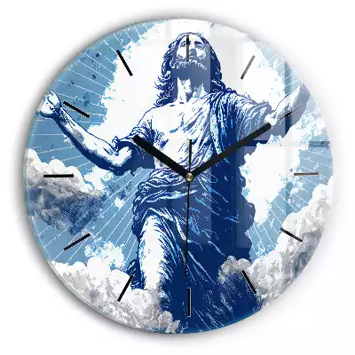 Zegar szklany okrągły Ilustracja Jezus i niebo