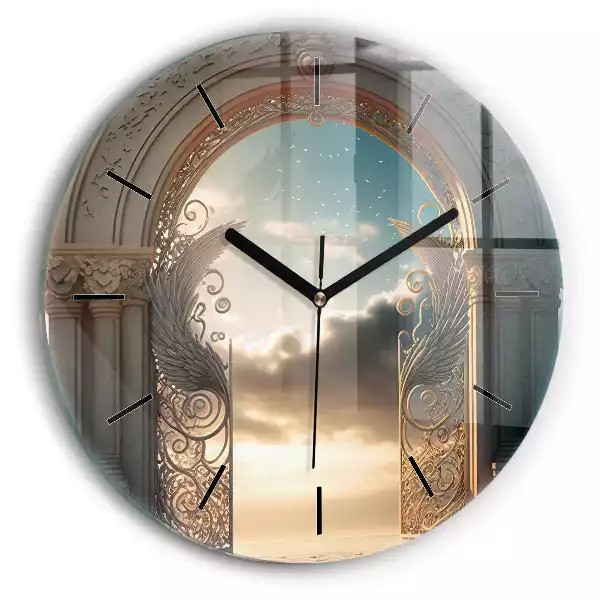 Zegar szklany okrągły Wejście brama nieba
