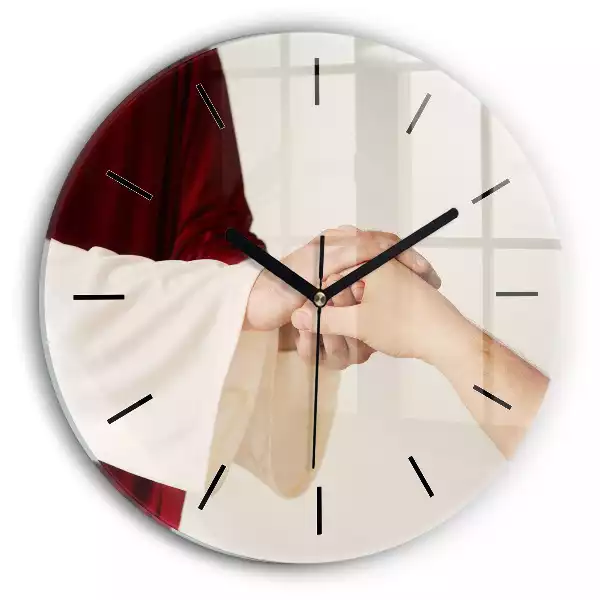 Zegar szklany okrągły Jezus pocieszyciel