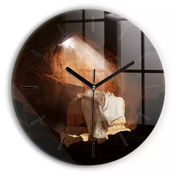 Zegar szklany okrągły Pusty grób Jezusa