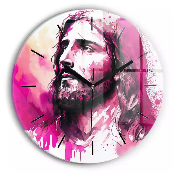 Zegar szklany okrągły Abstrakcja Jezus Chrystus