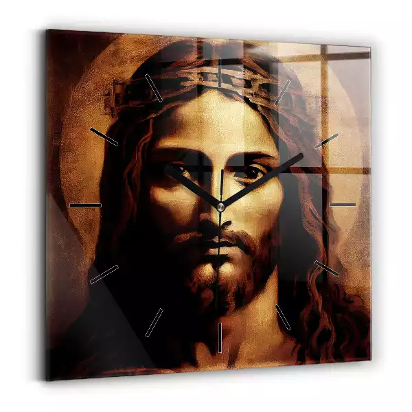 Zegar ścienny kwadrat Portret Jezus Chrystus