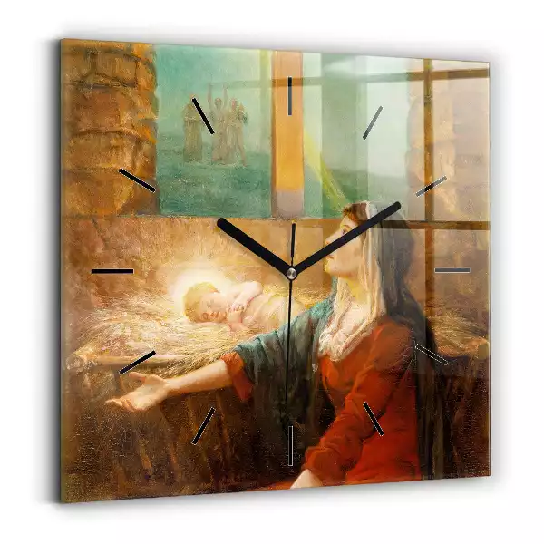 Zegar ścienny kwadrat Boże Narodzenie Szopka