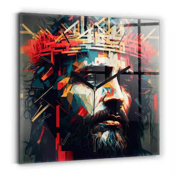 Zegar ścienny kwadratowy Ilustracja Jezus twarz