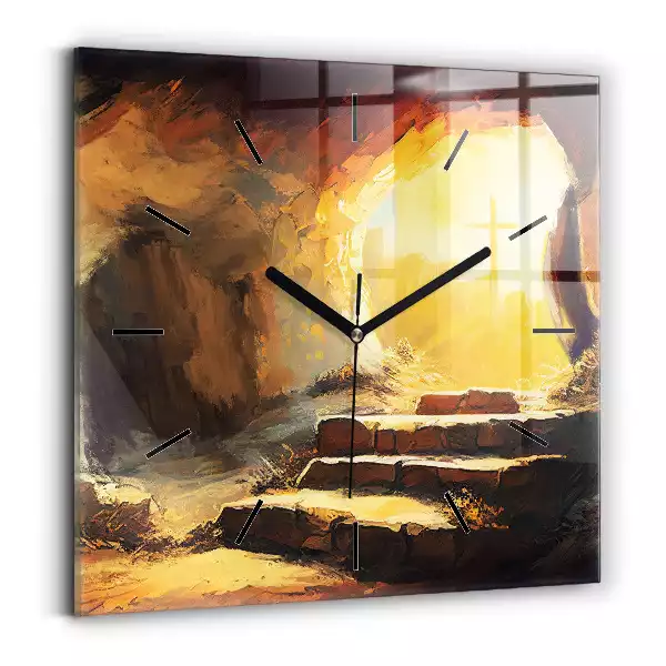 Zegar na szkle kwadrat Grób Pana Jezusa