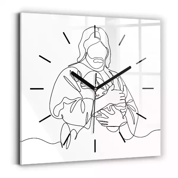 Zegar ścienny kwadrat Grafika Jezus z owieczką