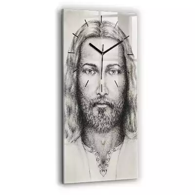 Zegar na szkle pionowy Rysunek Jezus Chrystus