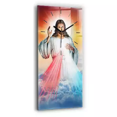 Zegar na szkle pionowy Portret Jezus Chrystus