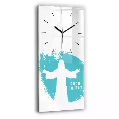 Zegar szklany pionowy Jezus napis Good Friday